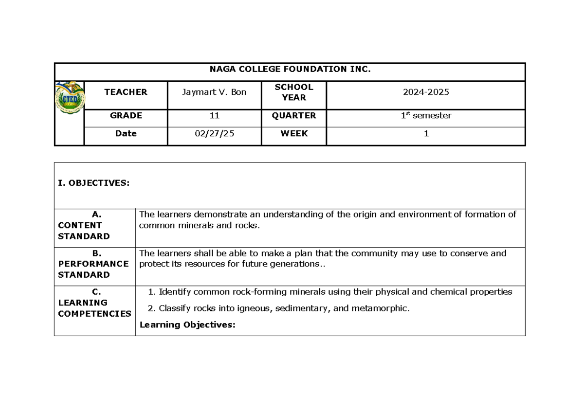 Lesson plannn -WPS Office - NAGA COLLEGE FOUNDATION INC. TEACHER ...