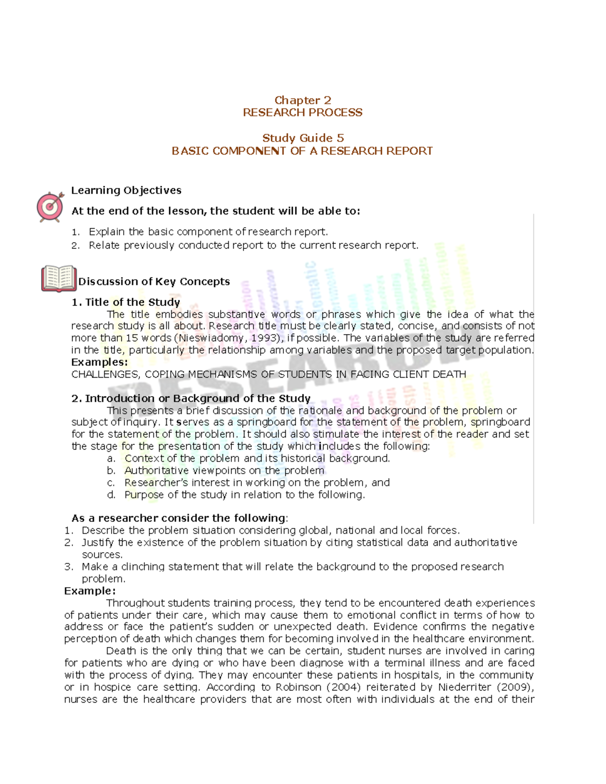 SG 5 Basic Components of a Research Report - Chapter 2 RESEARCH PROCESS ...
