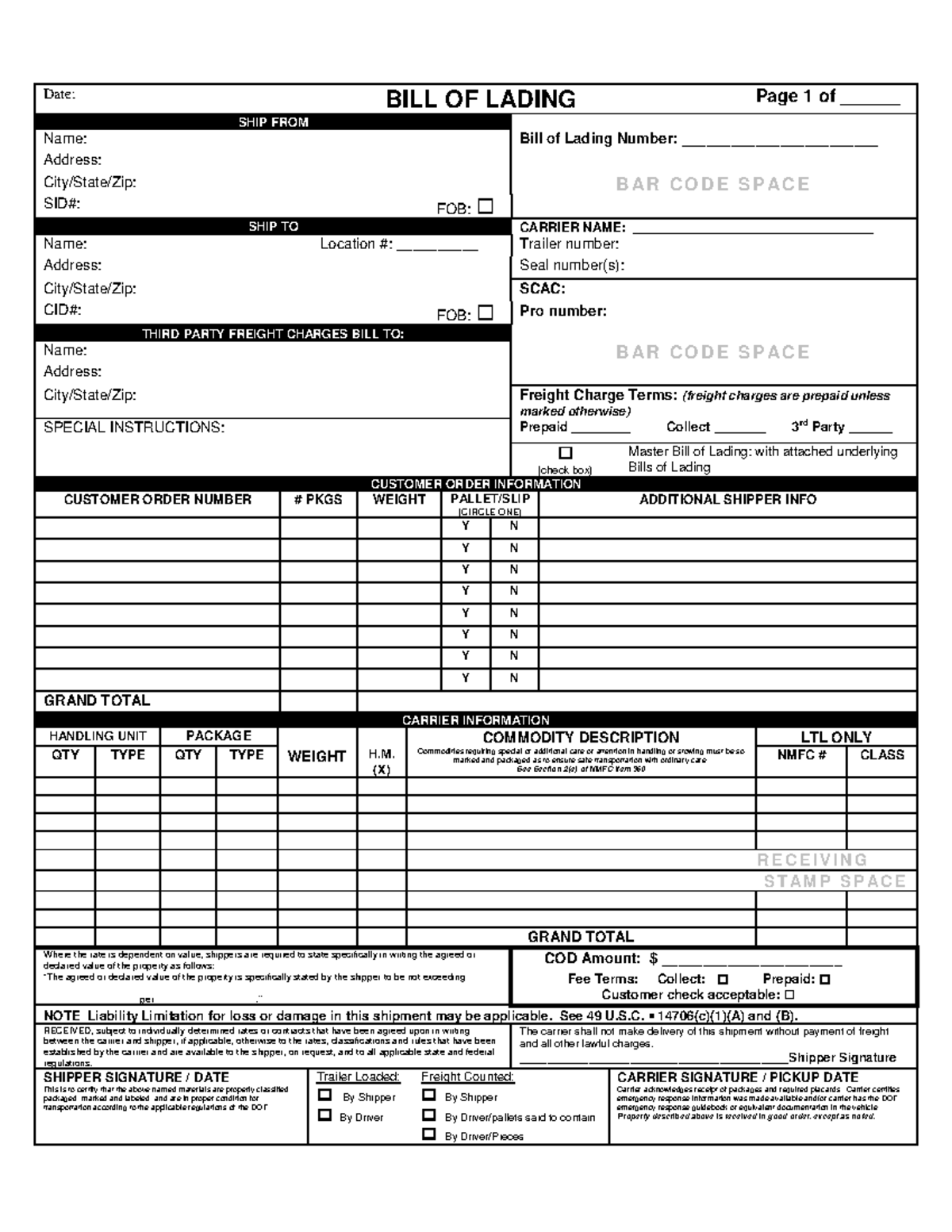 Bill of Lading Template - Mẫu BOL Document - Studocu