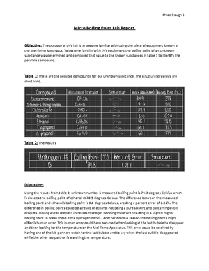 Ultra Micro Boiling Point Report - Experiment 1 - Ultra Micro Boiling ...