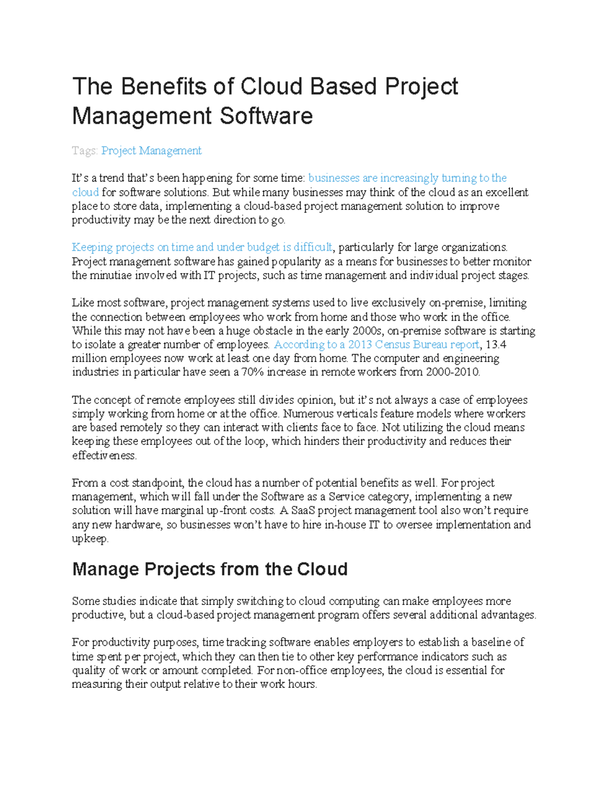 The Benefits of Cloud Based Project Management Software - The Benefits ...