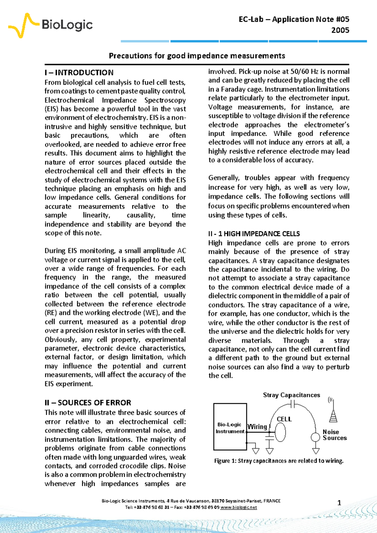 Precautions electrochemistry - 2005 Bio-Logic Science Instruments, 4 ...