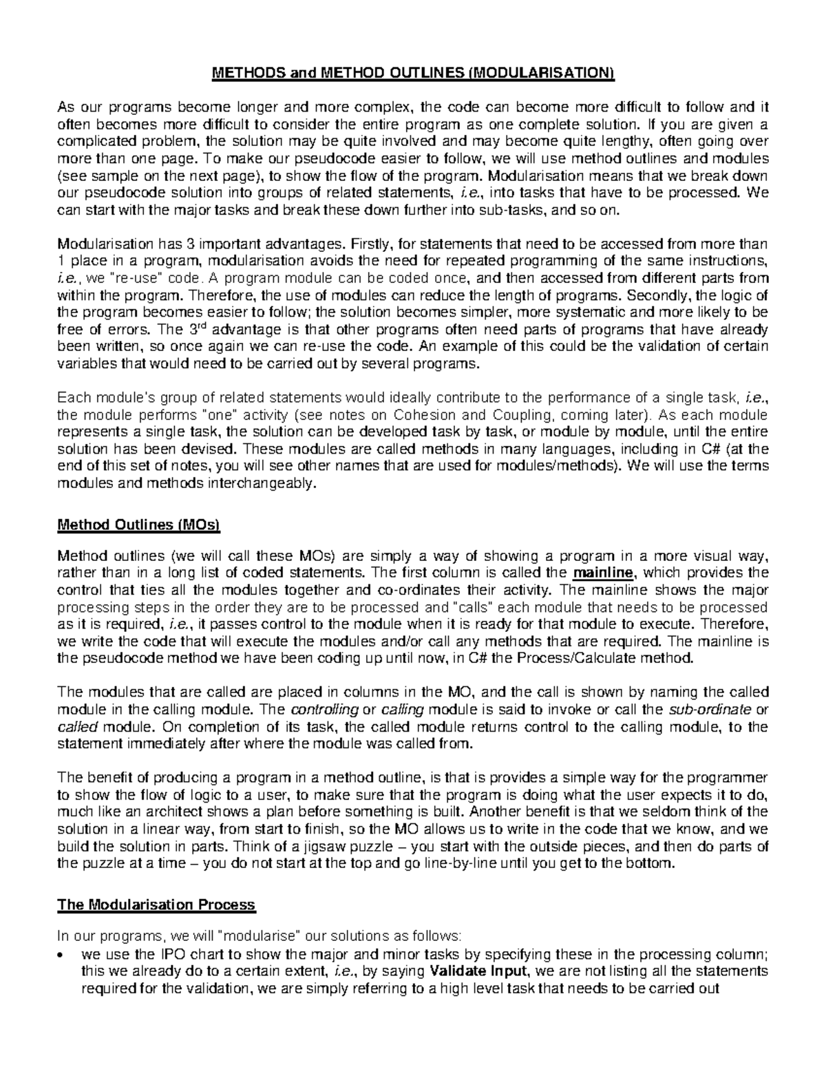 Methods and method outlines - METHODS and METHOD OUTLINES ...