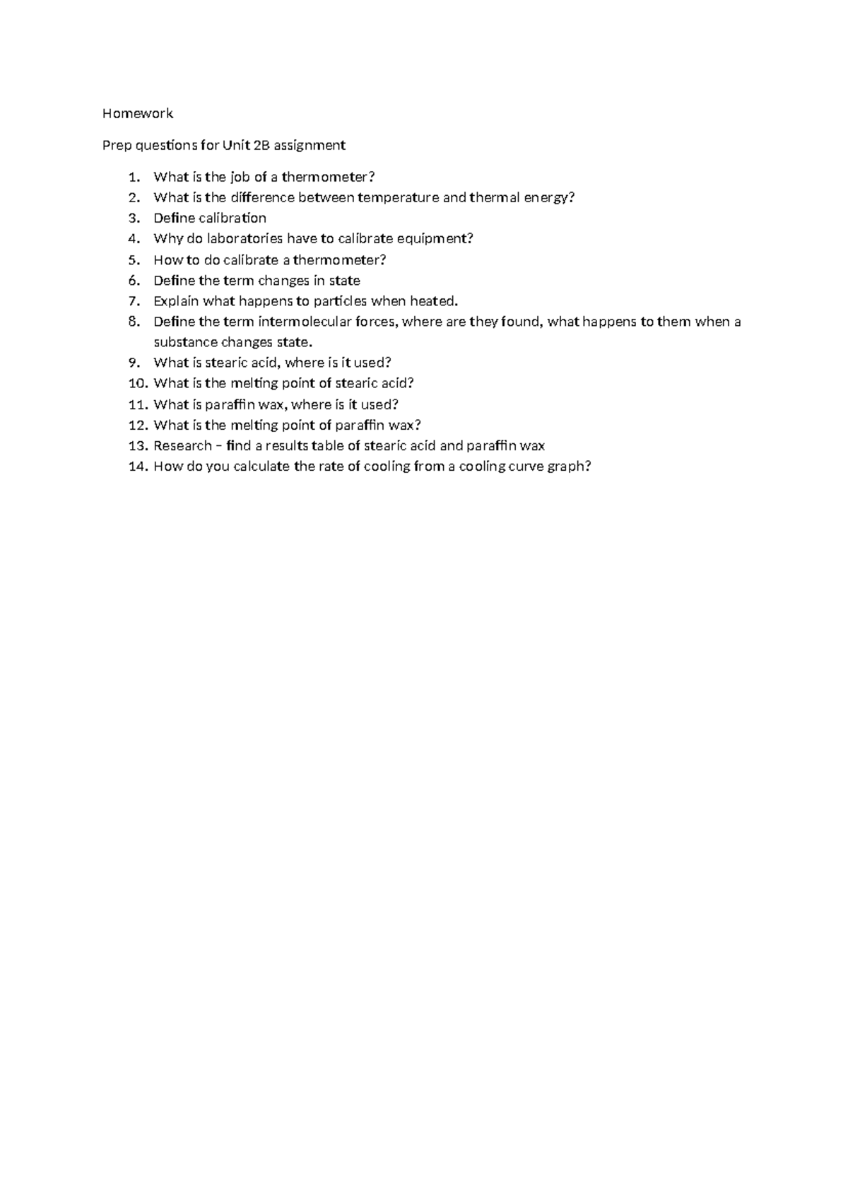 Homework - assignment preparation - Homework Prep questions for Unit 2B ...