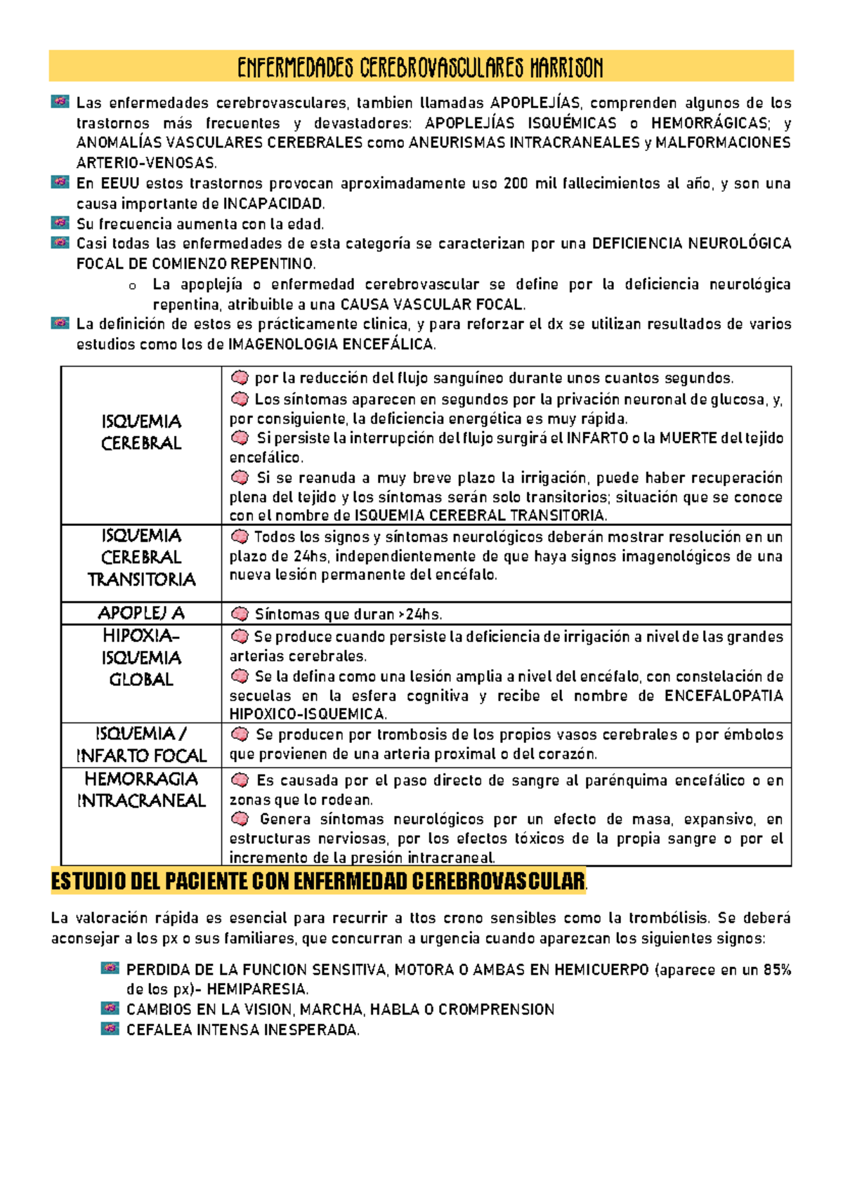 ACV HARRISON: Resumen de Enfermedades Cerebrovasculares y Tratamientos ...