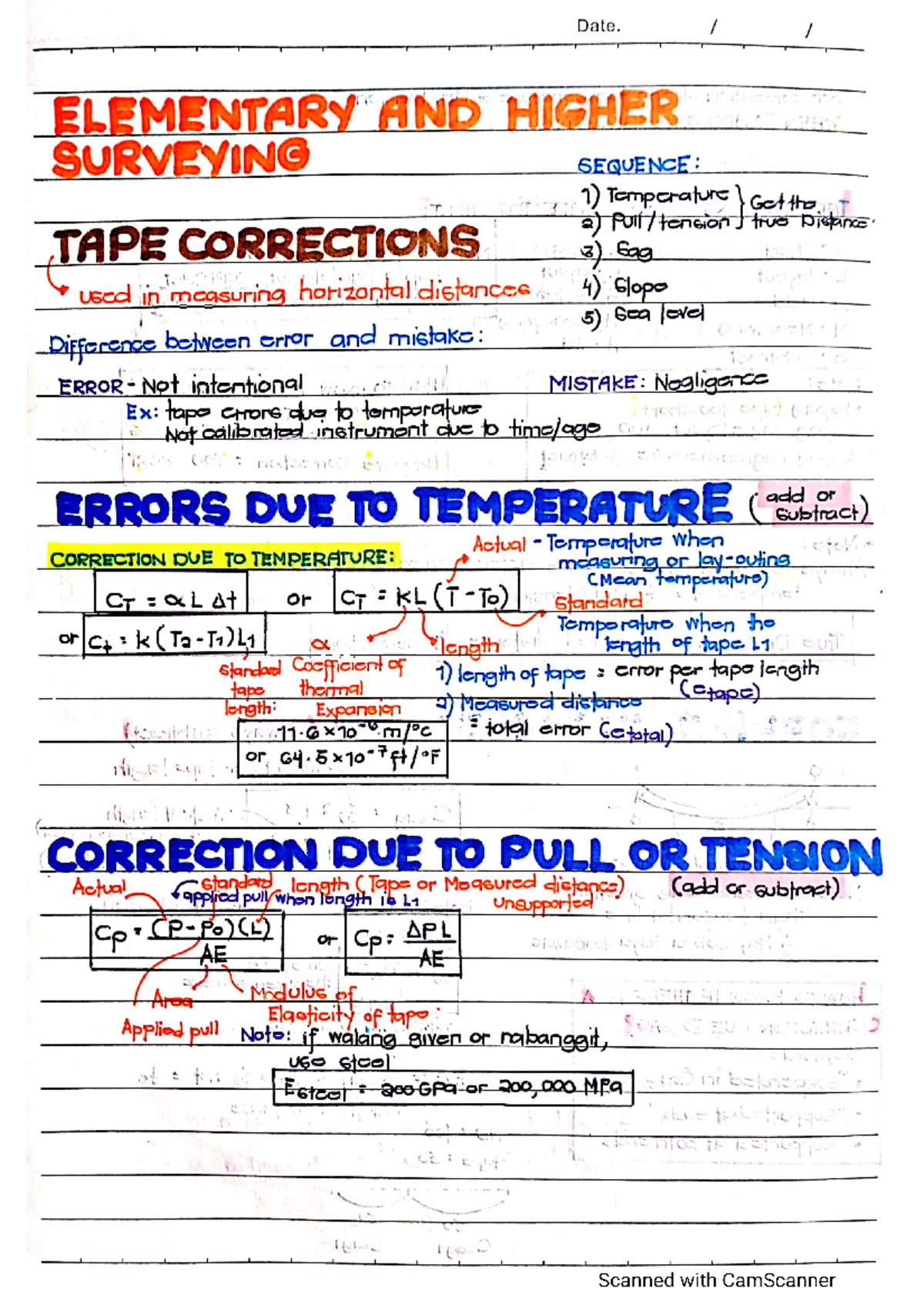 Surveying Notes - Transportation - Date. ELEMENTARY AND HIGHER ...