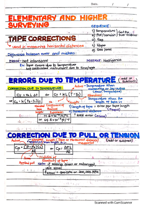 Distance Corrections Notes - DISTANCE CORRECTIONS *ERRORS IN TAPING ...