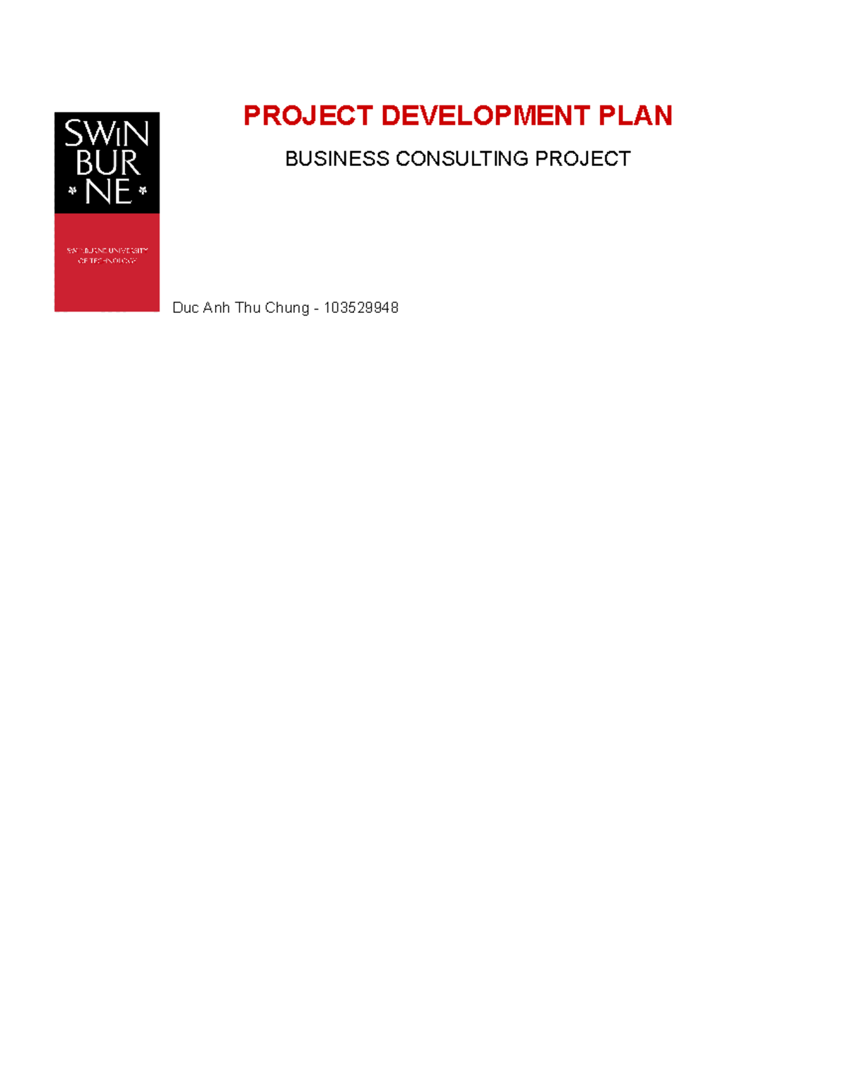 Assignment 1A BUS: Project Development Plan for Space Awareness ...