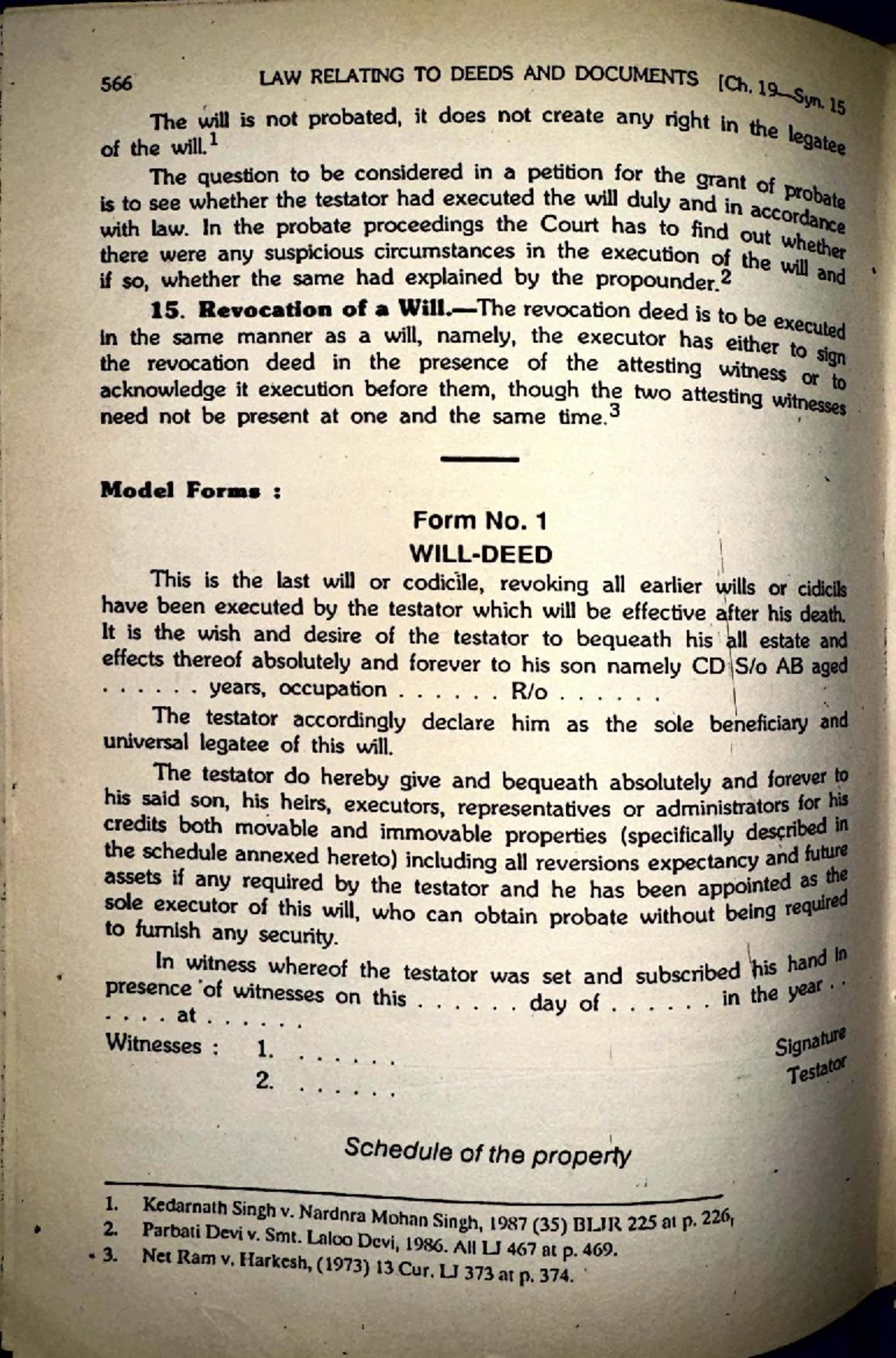 566 LAW (Ch. 19) Model Forms for Deeds and Documents in Wills - Studocu