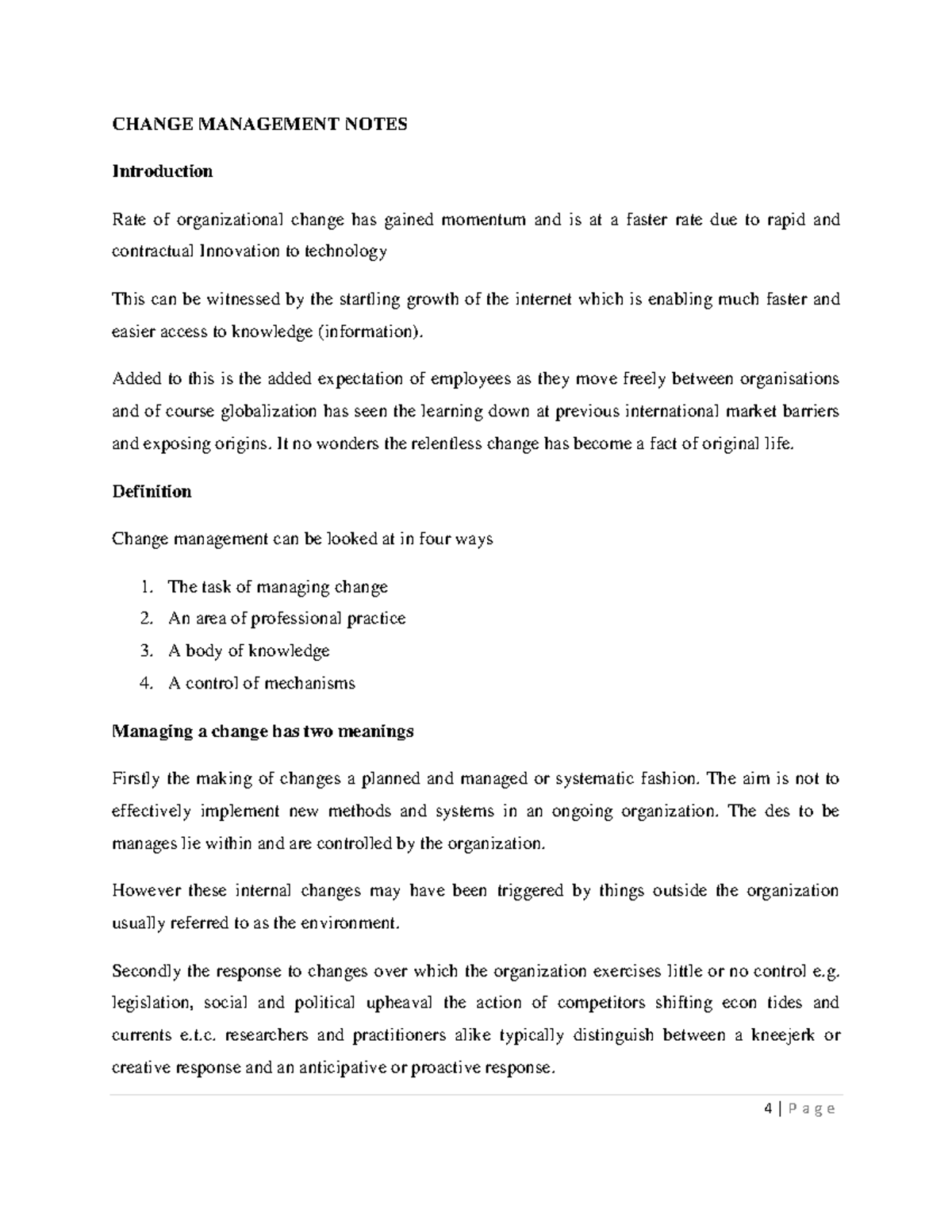 Change Management - Lecture Notes 1: Strategies and Challenges - Studocu