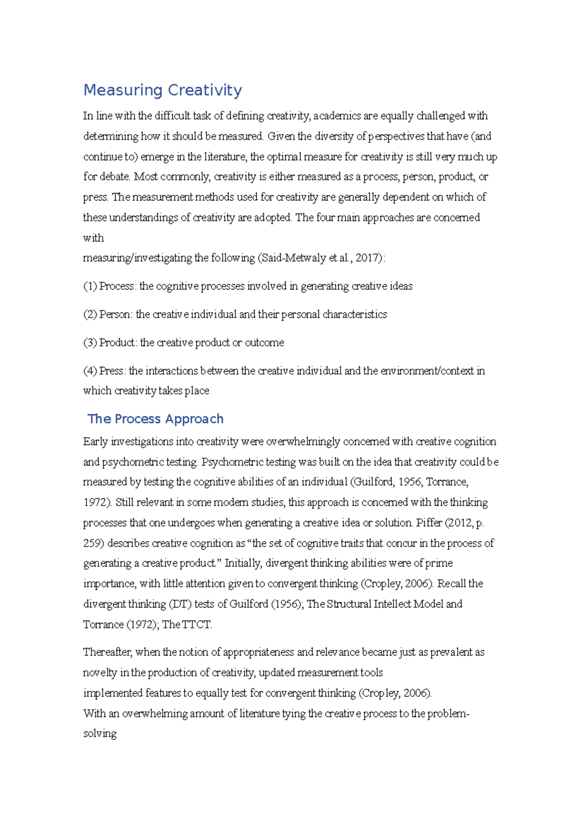 Creative Measurement Approaches: A Comprehensive Overview - Studocu