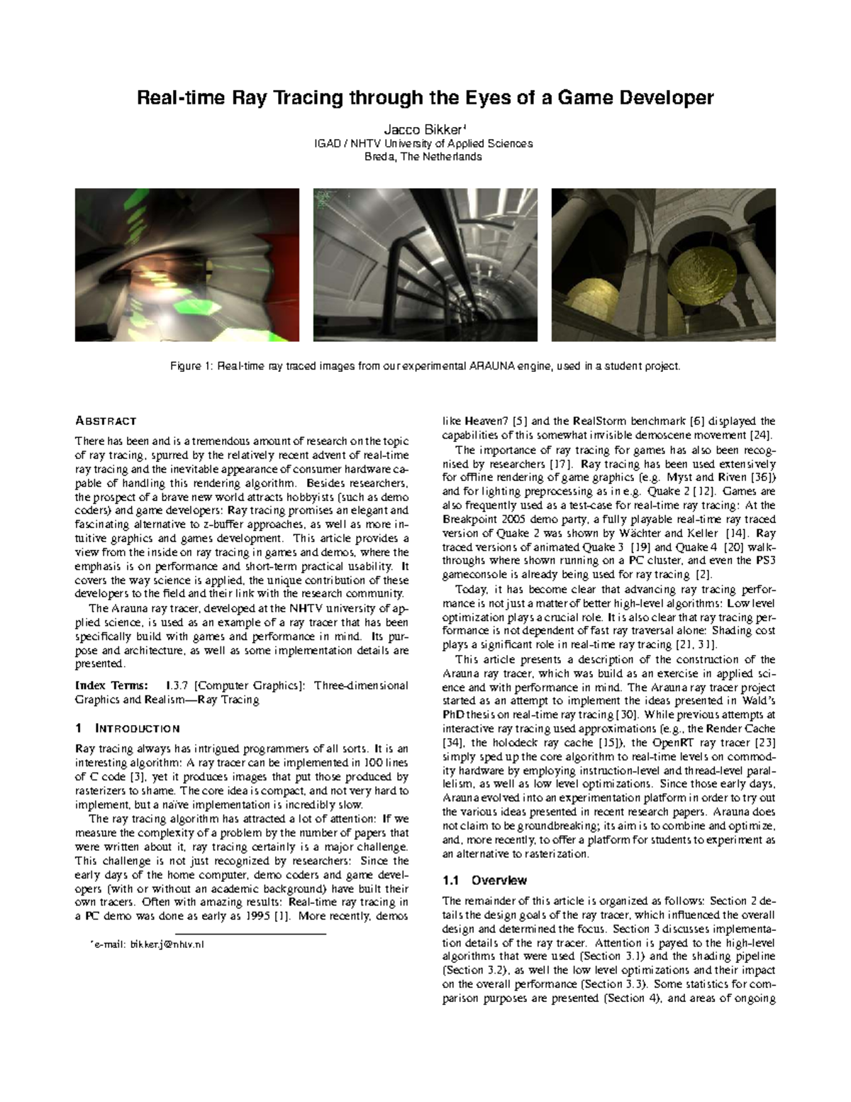 Ray Tracing in Game Development: Insights from the Arauna Project (IGAD ...