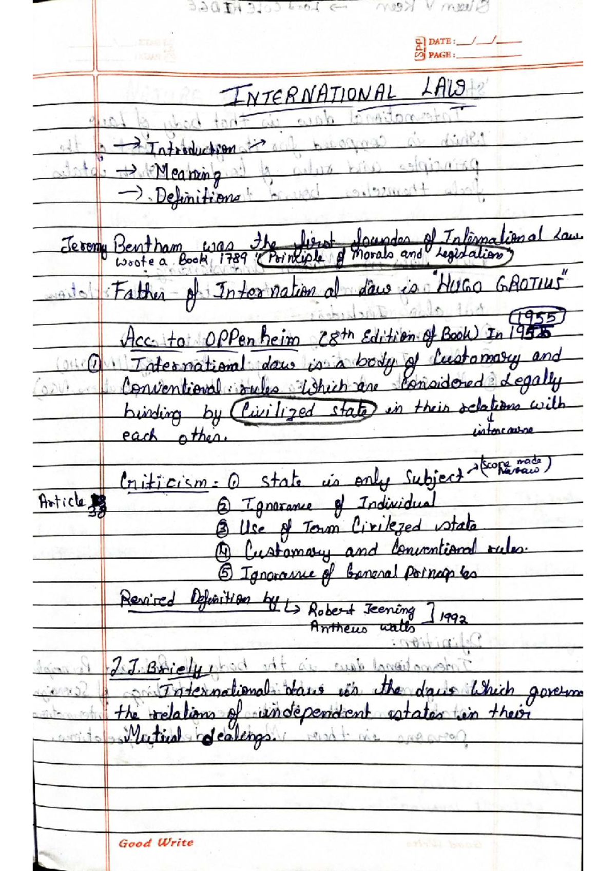 International Law Notes (3103) - Key Concepts and Definitions - Studocu