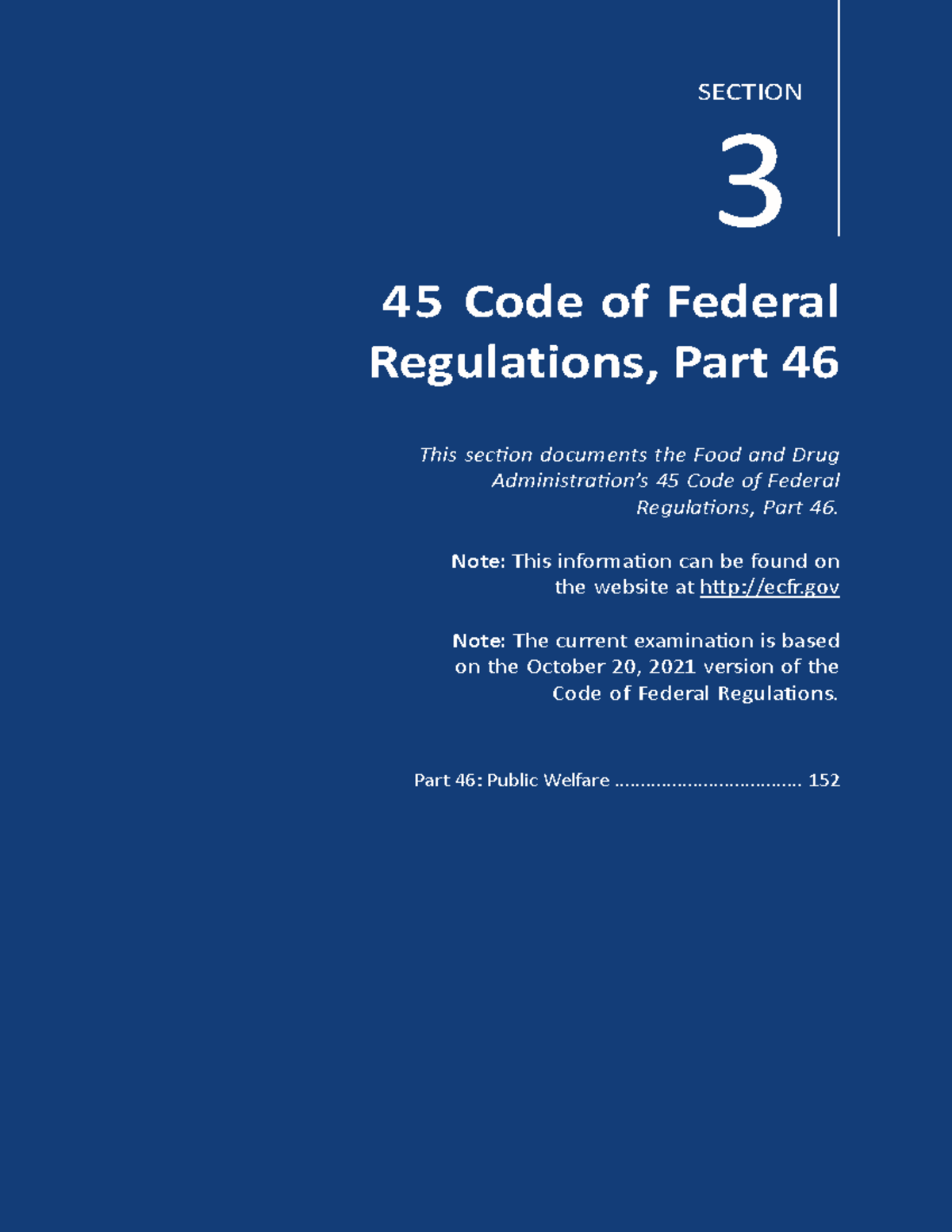 CFR 45 Part 46: Human Subjects Protection Regulations Overview - Studocu