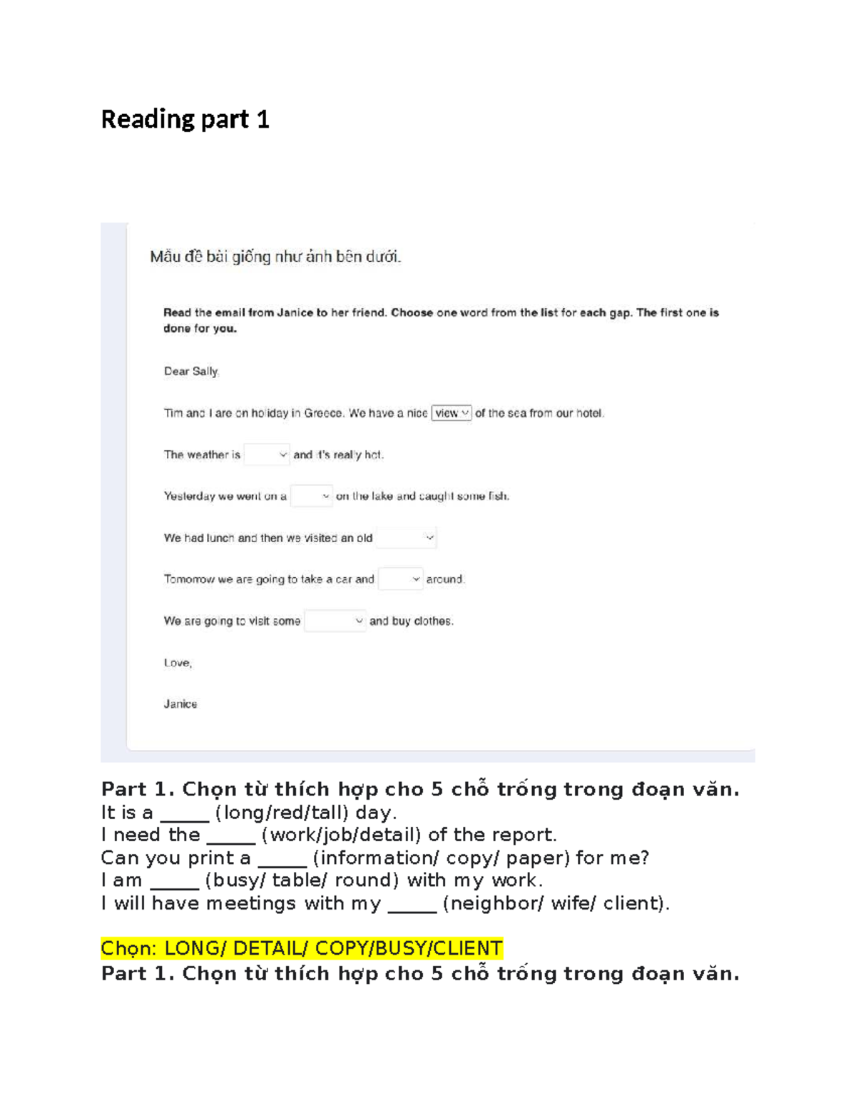 ĐỀ-MẪU - Reading Comprehension Exercises Part 1 & 2 - Studocu