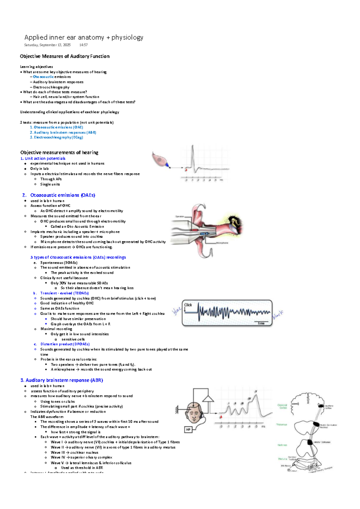 Applied Inner Ear Anatomy & Physiology: Objective Measures of Hearing ...