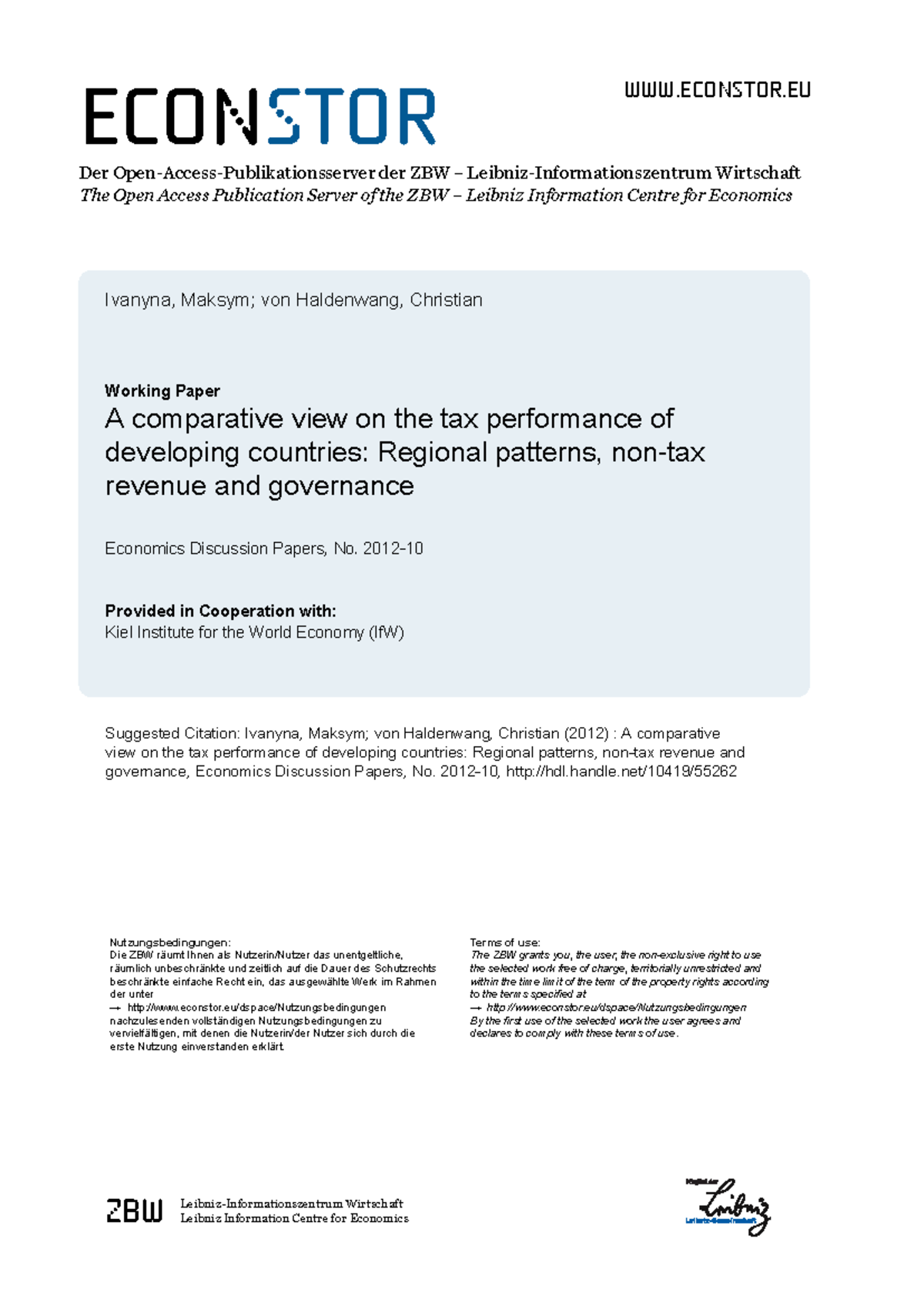 A Comparative Analysis of Tax Performance in Developing Countries ...