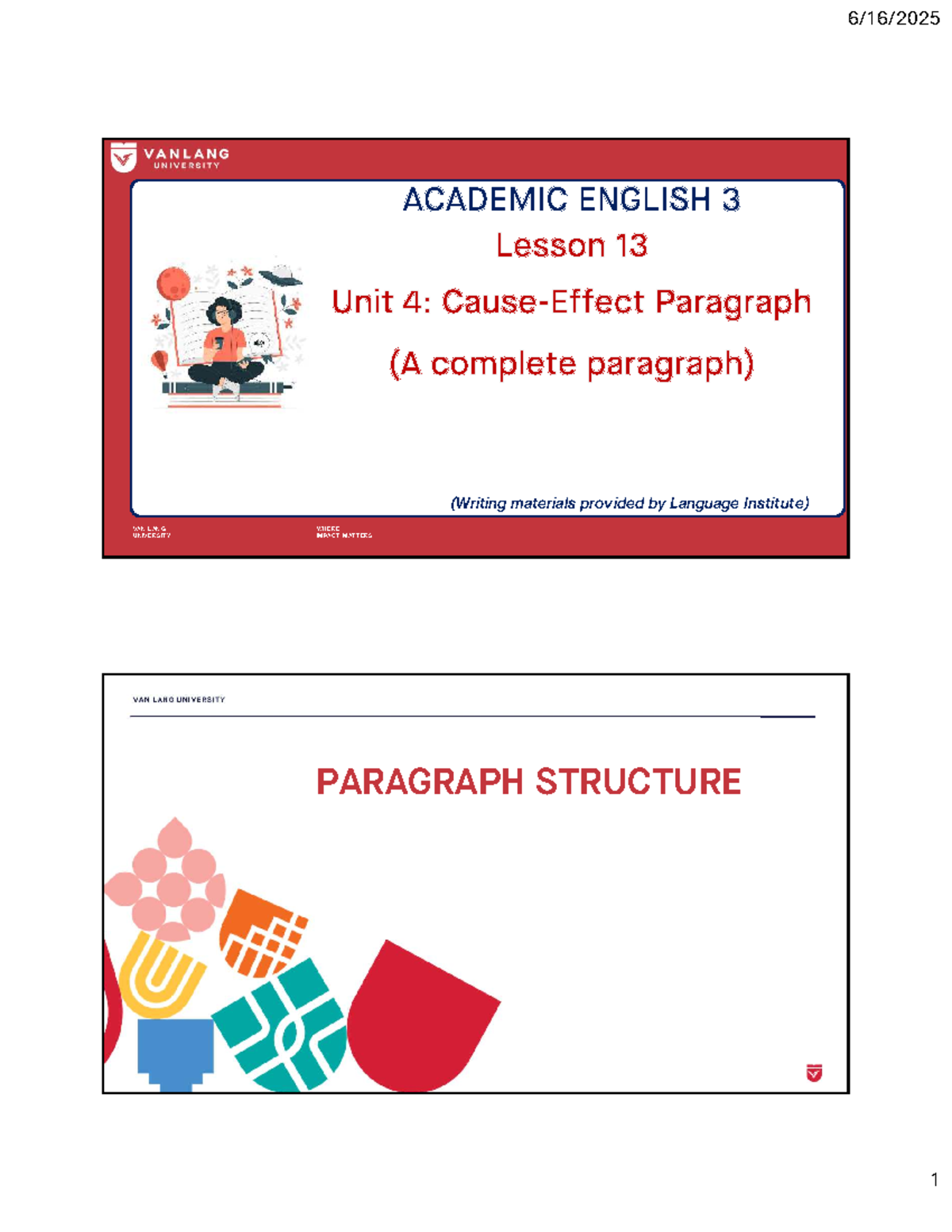 AVTC3 Lesson 13: Writing Cause and Effect Paragraphs - Studocu