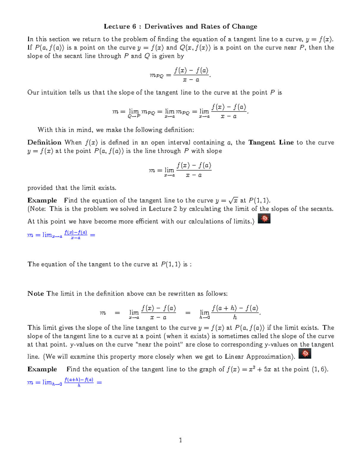 Lecture 6: Derivatives & Rates of Change in Calculus - Studocu