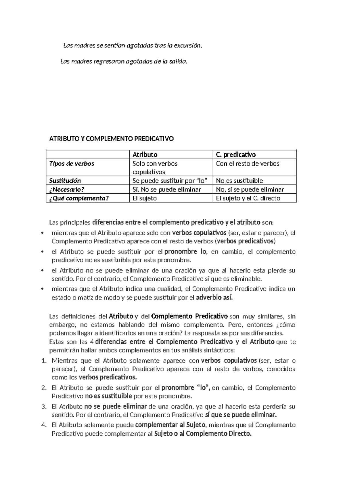 Atributo y Complemento Predicativo: Diferencias y Ejemplos - Studocu