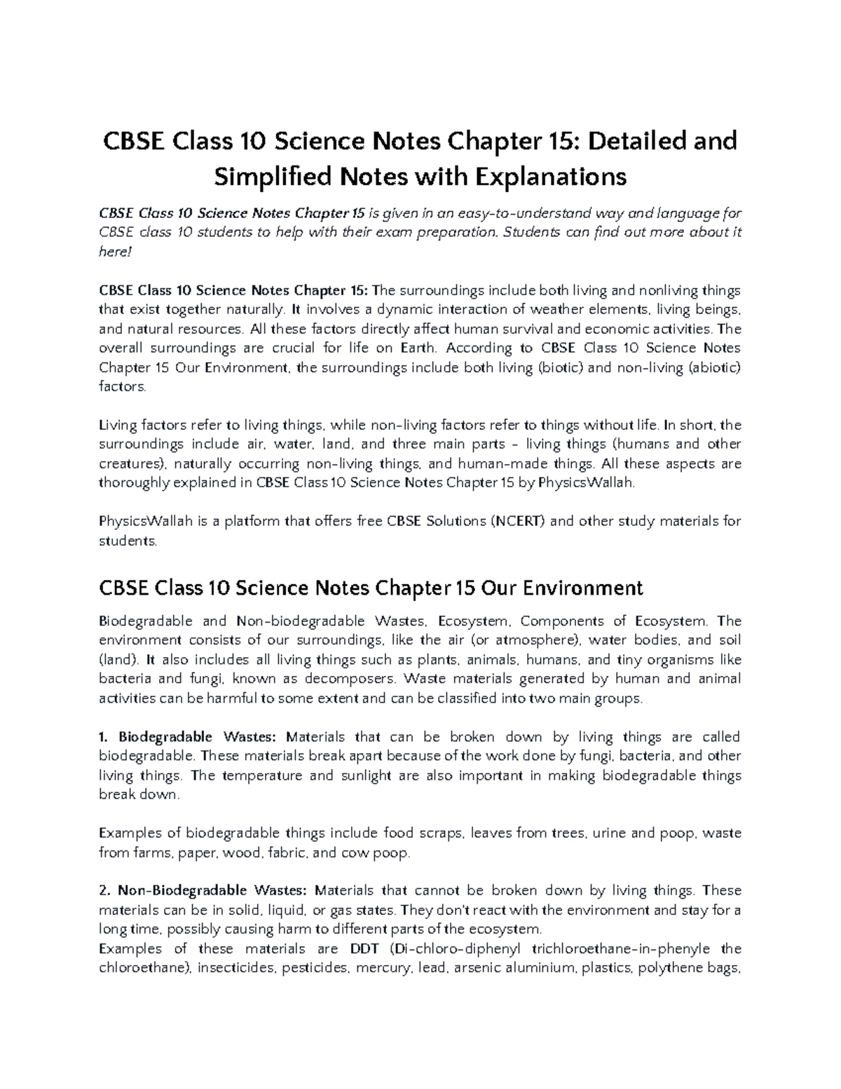 CBSE Class 10 Science Notes Chapter 15 - CBSE Class 10 Science Notes ...