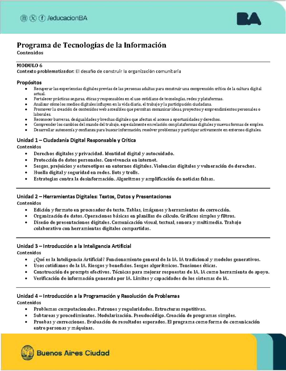 Programa de Tecnologías de la Información - Módulo 6: Ciudadanía ...