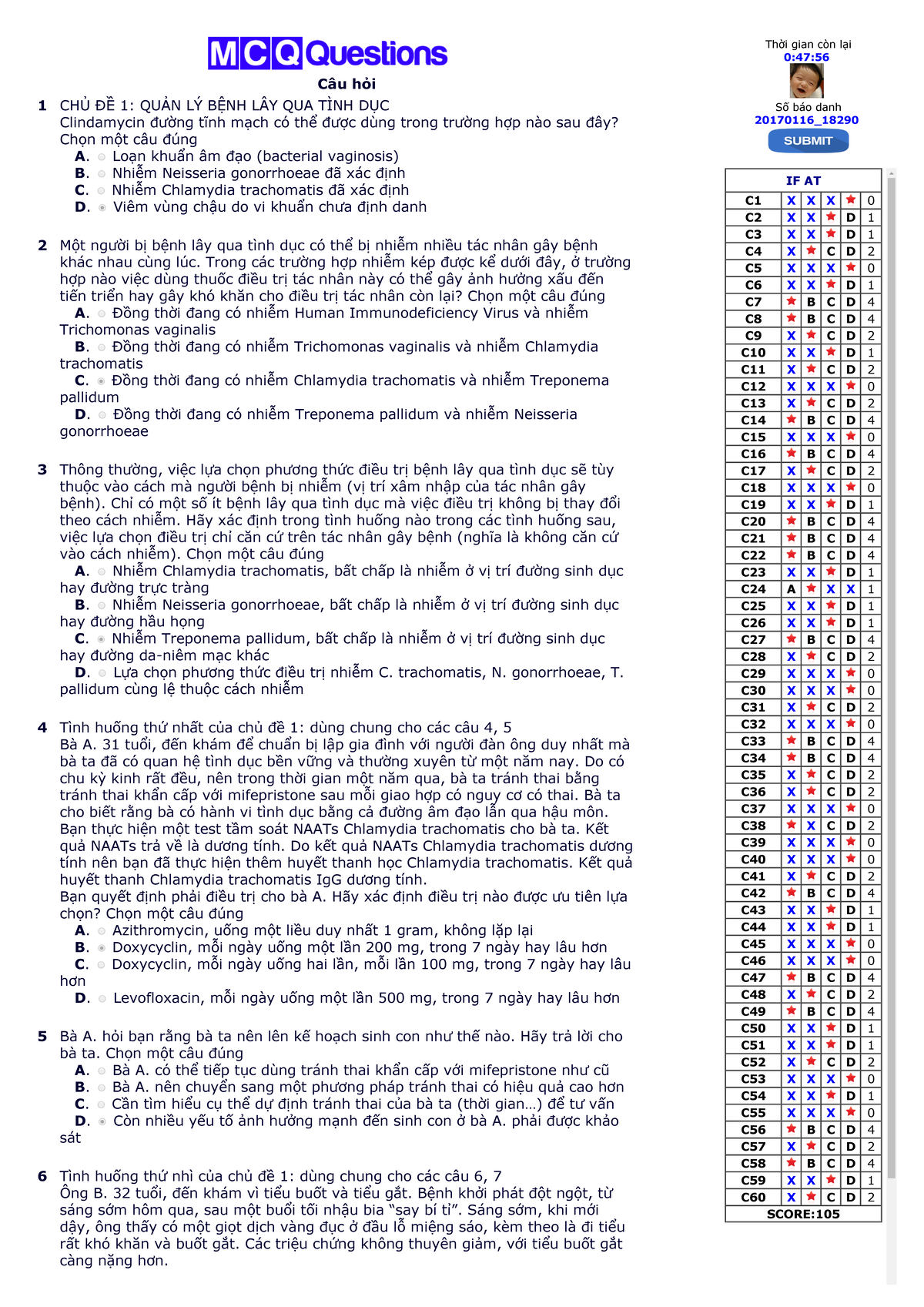 Y6 Học Kỳ 1 - Đề thi MCQ về Quản lý Bệnh Lây Qua Tình Dục - Document Preview