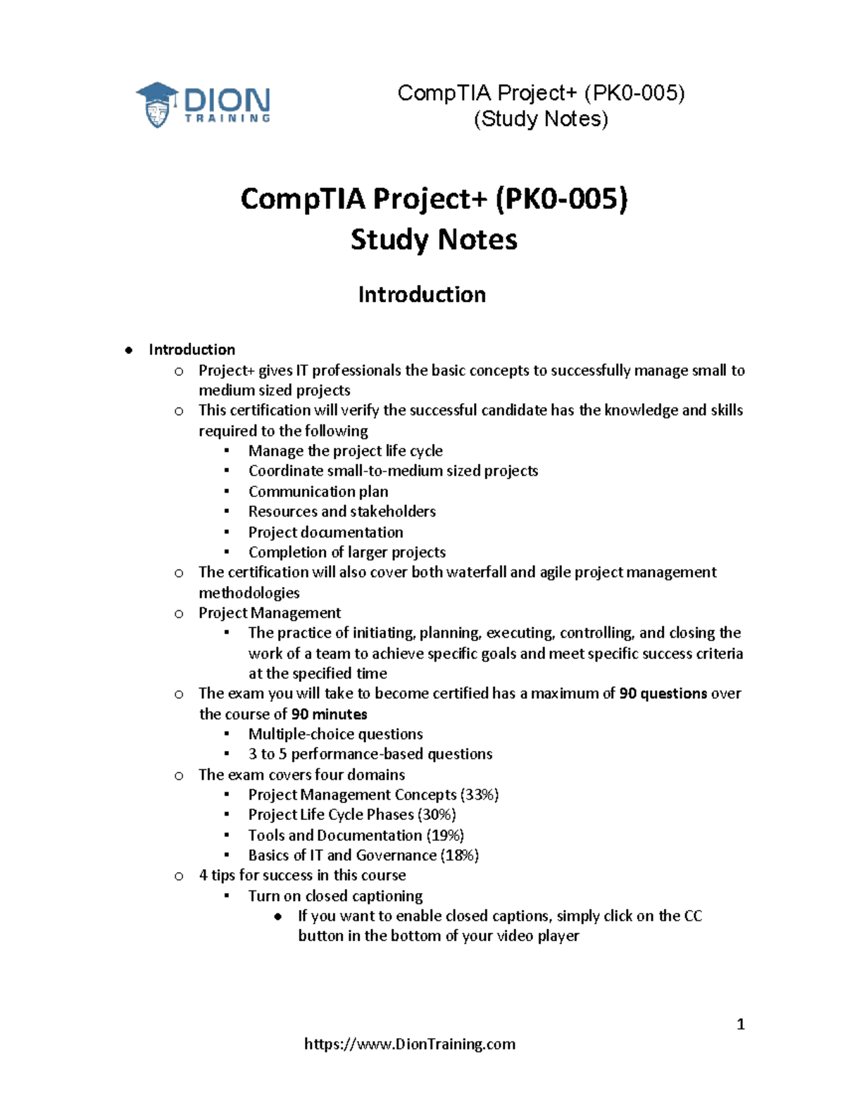 Comp TIA+Project++(PK0-005)+Study+Guide - (Study Notes) 1 CompTIA ...
