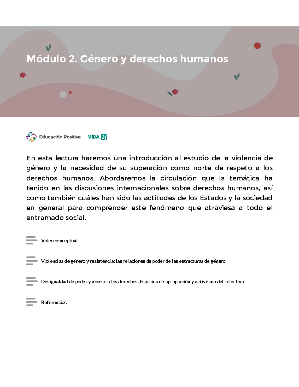 Módulo 2: Introducción a la Violencia de Género y Derechos Humanos ...