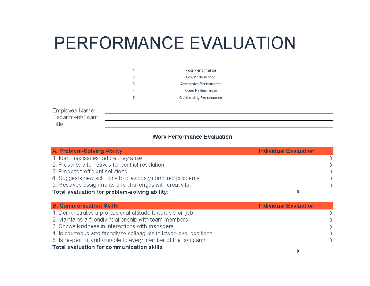 Performance Evaluation Criteria and Scoring Guide - Studocu
