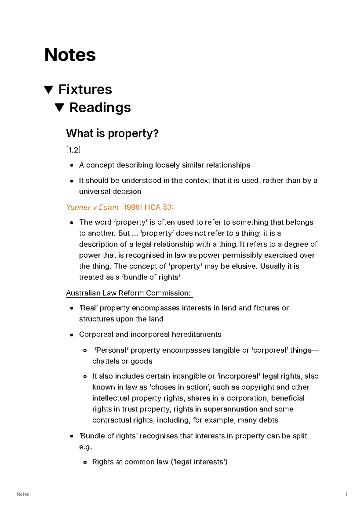 Property Law Notes: Understanding Fixtures and Legal Relationships ...