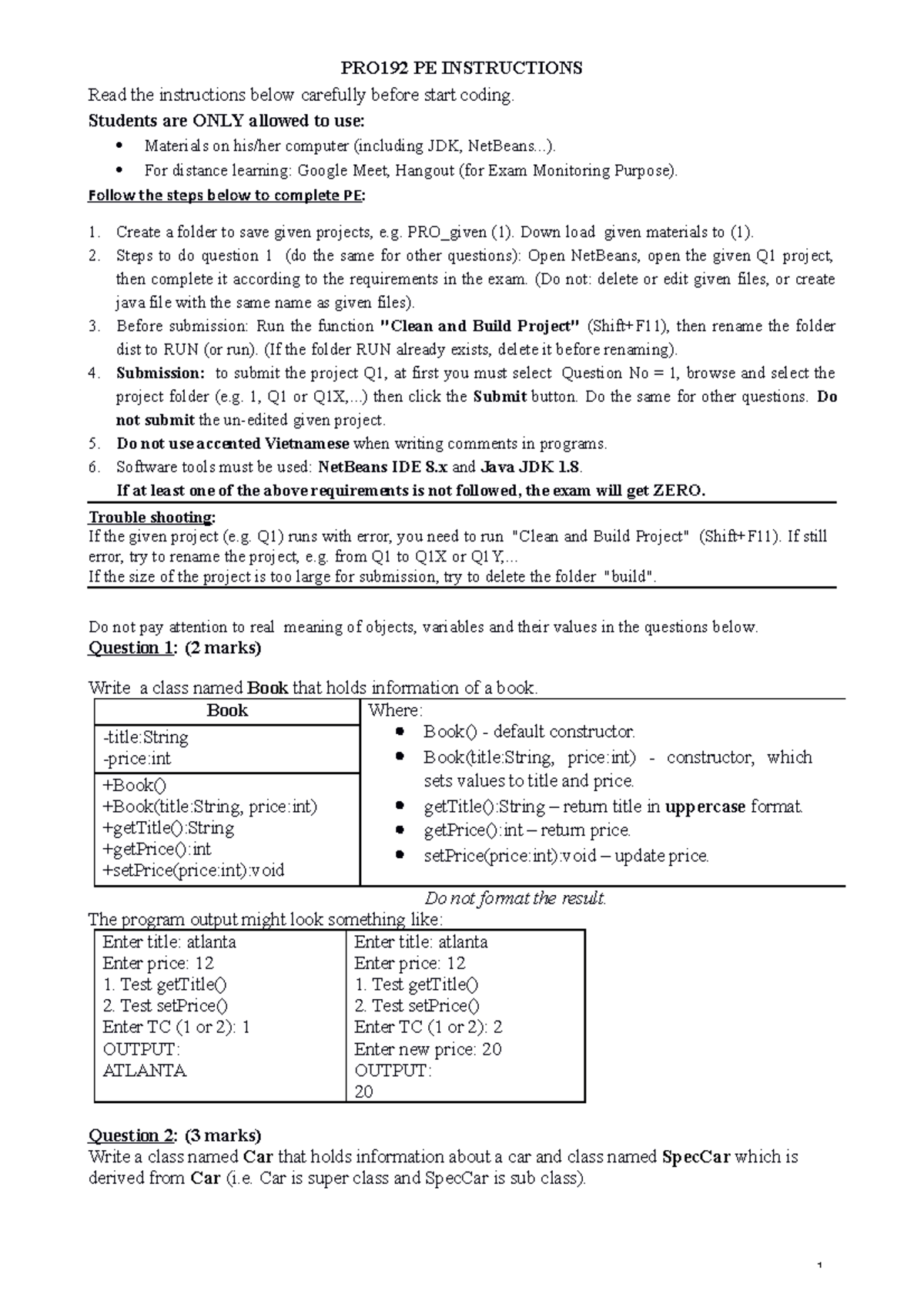 PRO192 PE Instructions for Coding Assignment - Lý thuyết - Studocu