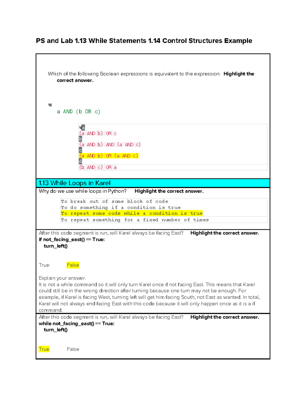 PS 1.13 While Statements & 1.14 Control Structures Examples - Studocu