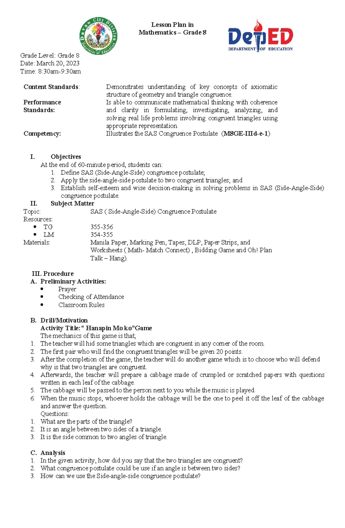 4A's SEMI-DETAILED LESSON PLAN ON NATURAL DISASTERS IN HEALTH 4 - Studocu