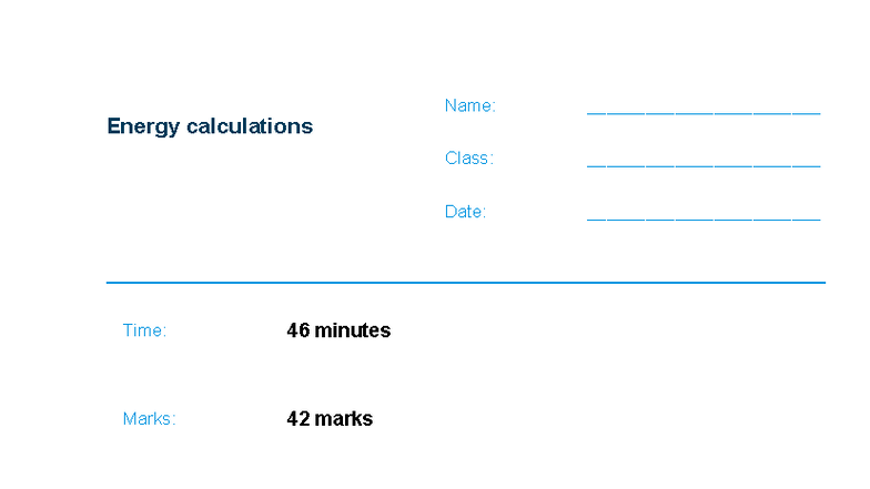 Energy Calculations for Physics Exam (Course Code: VSRTJL) - Studocu