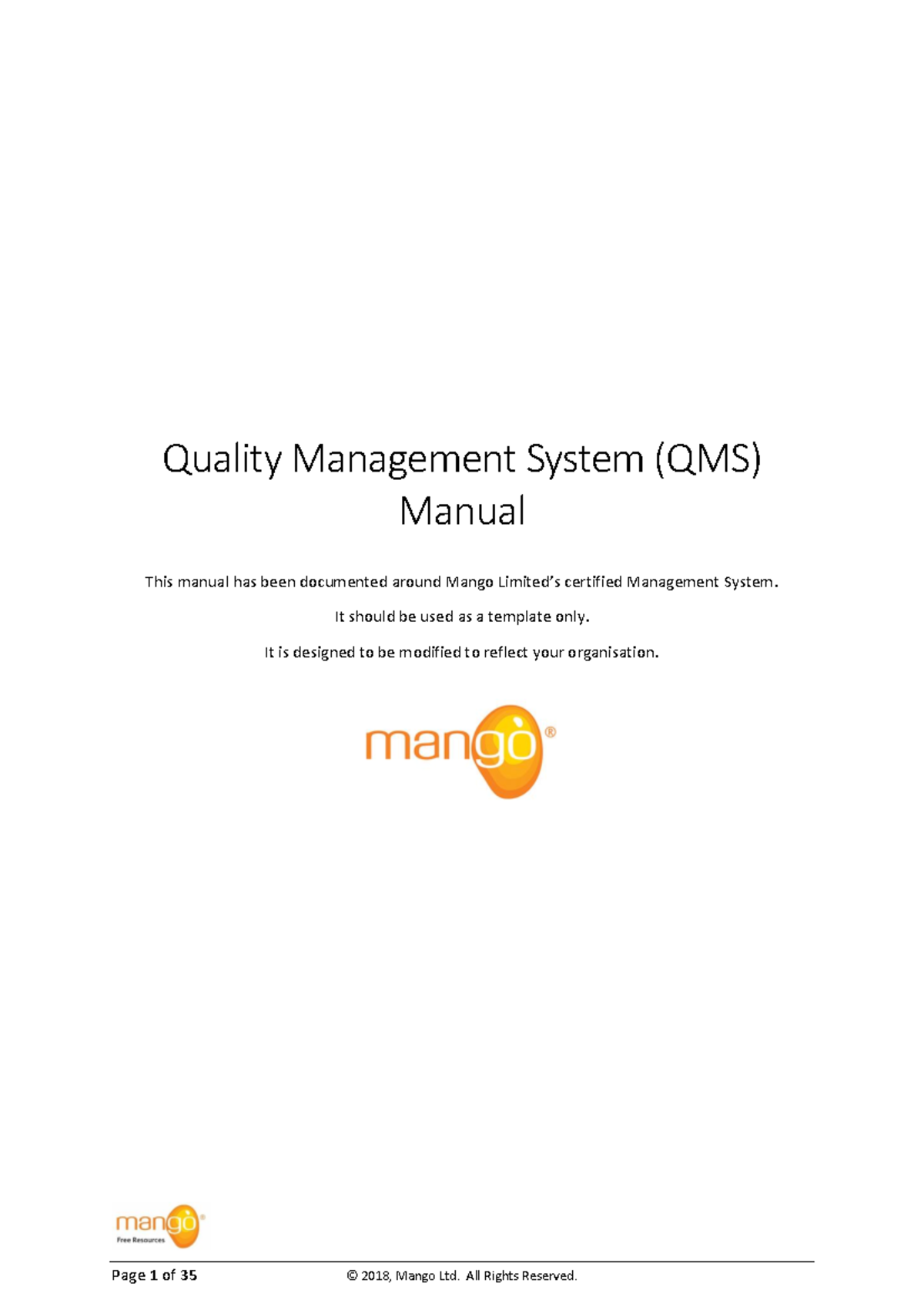 ISO 9001 Quality Management System Manual - Free Download - Studocu
