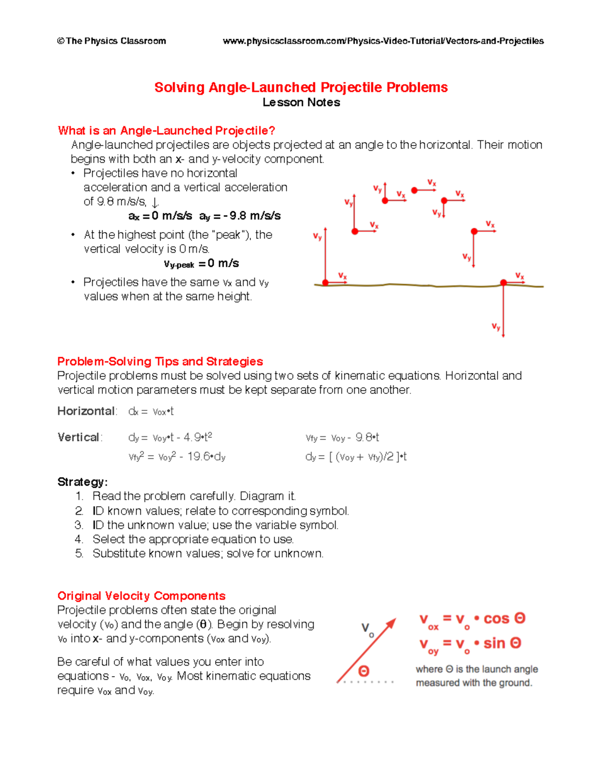 Lesson Notes - sample problem - © The Physics Classroom - Studocu