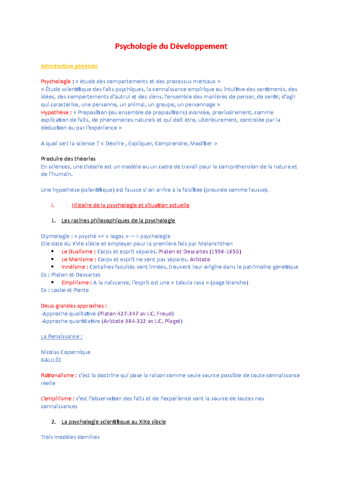 Histoire de la psychologie et de la psychologie du sport - Psychologie ...
