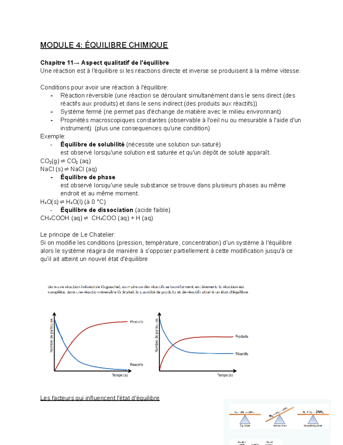 Module 4: Équilibre Chimique - Concepts et Applications - Studocu