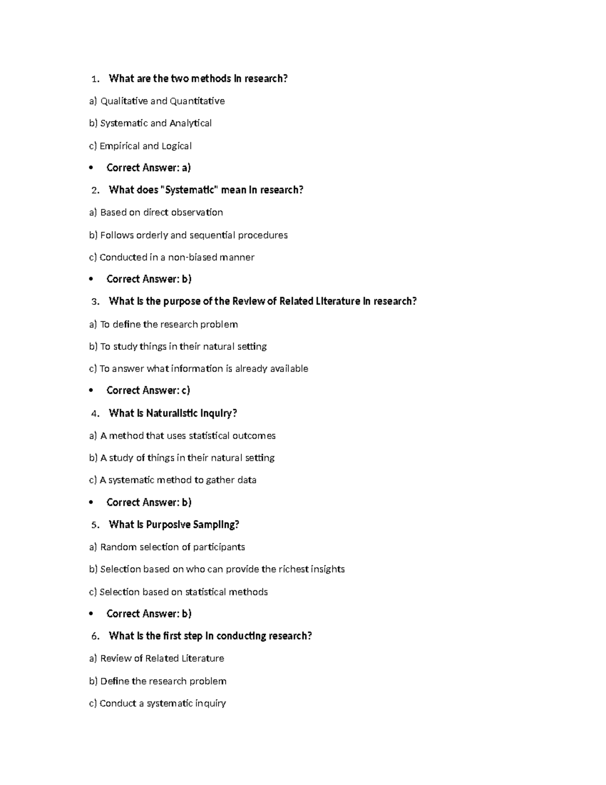 PR 1 Long Quiz on Research Methods and Qualitative Analysis - Studocu