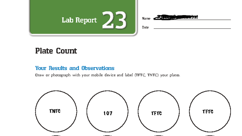 Lab 23 - Plate Count Analysis and Results Report - Studocu