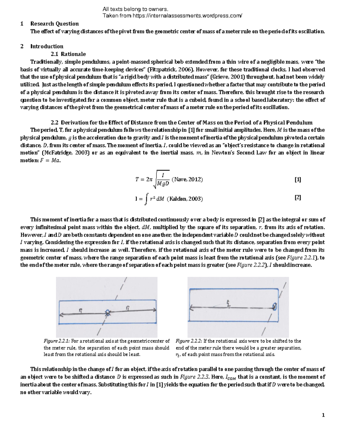 HL physics IA example - Taken from internalassessments.wordpress/ 1 ...
