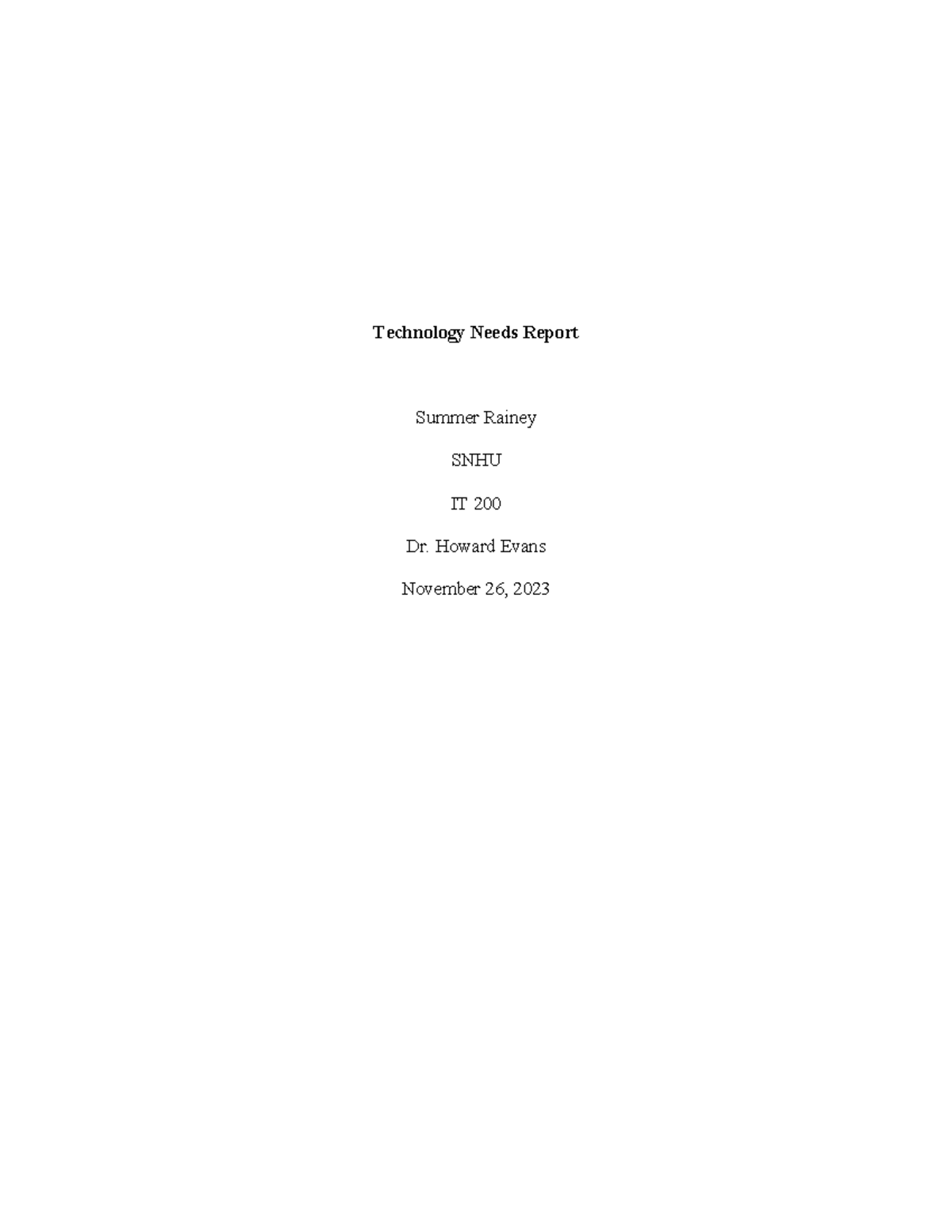 IT 200 Technology Needs Report for CPA and Tax Specialist - Studocu