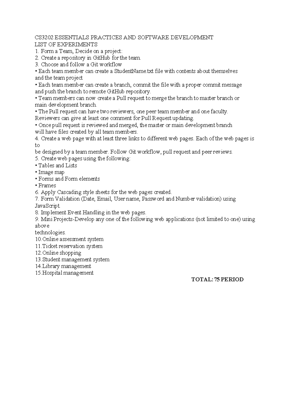 CS3202 Lab Manual: Collaborative Software Development Practices - Studocu