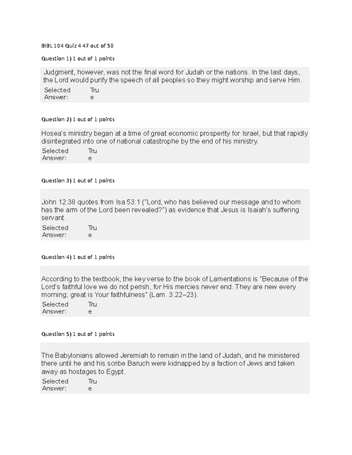 BIBL 104 Quiz 4 - Questions and answers for Chapter 4 - BIBL 104 Quiz 4 ...