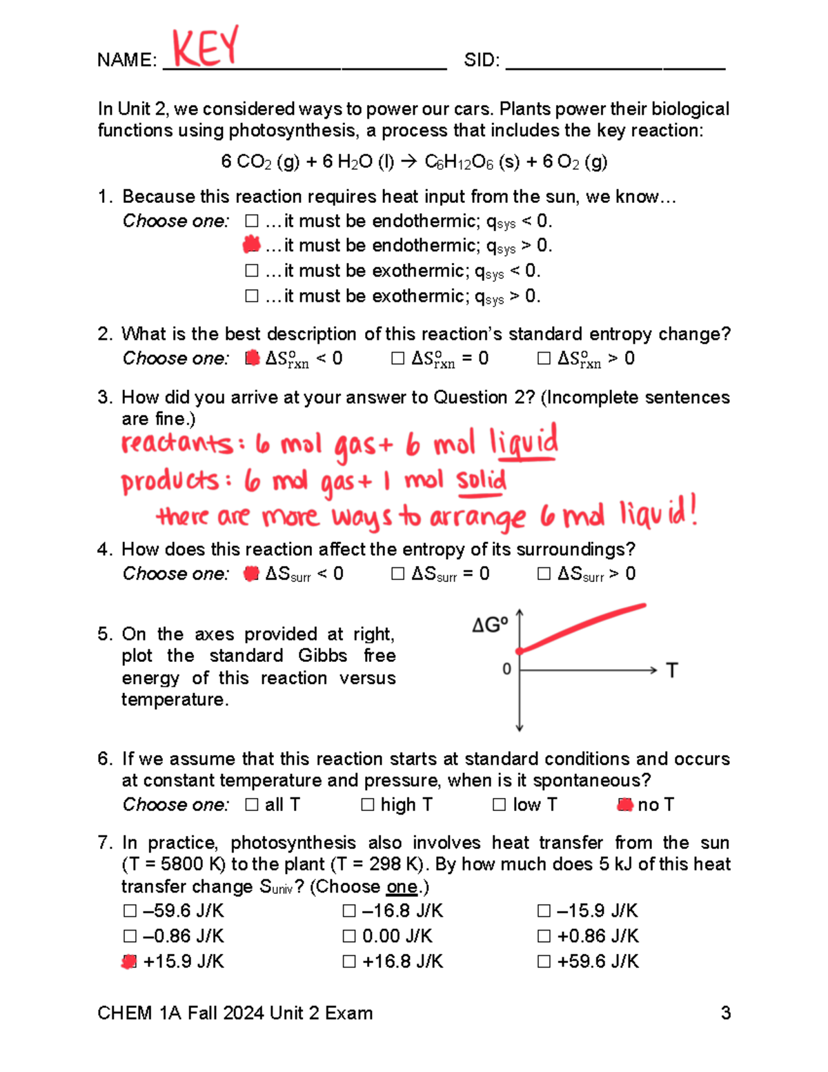 CHEM 1A Fall 2024 Practice Midterm 2 Key - Studocu