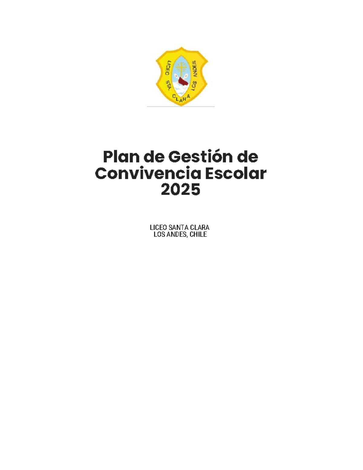 Plan de Gestión de Convivencia Escolar 2025 - Liceo Santa Clara - Studocu