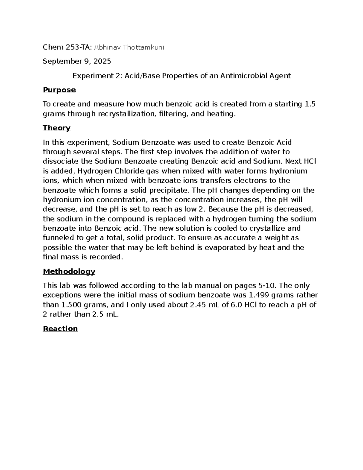 Chem 101: Lab Report on Antimicrobial Agent Properties Experiment - Studocu