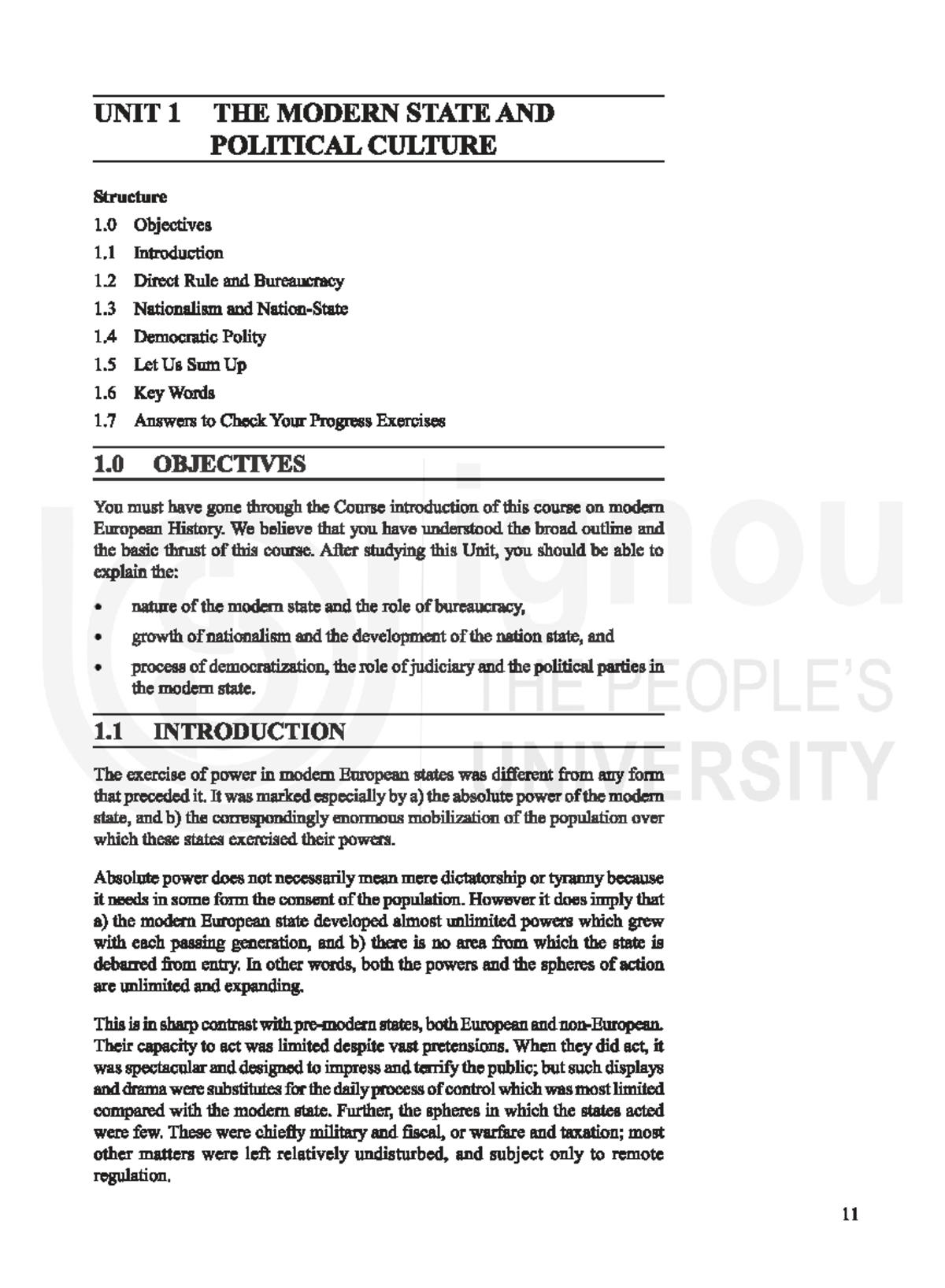 IGNOU: Unit 1 - The Modern State and Political Culture (C.1780-1939 ...