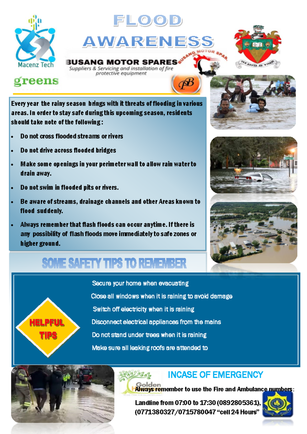 Flood Awareness Flyer: Safety Tips for the Rainy Season - Studocu